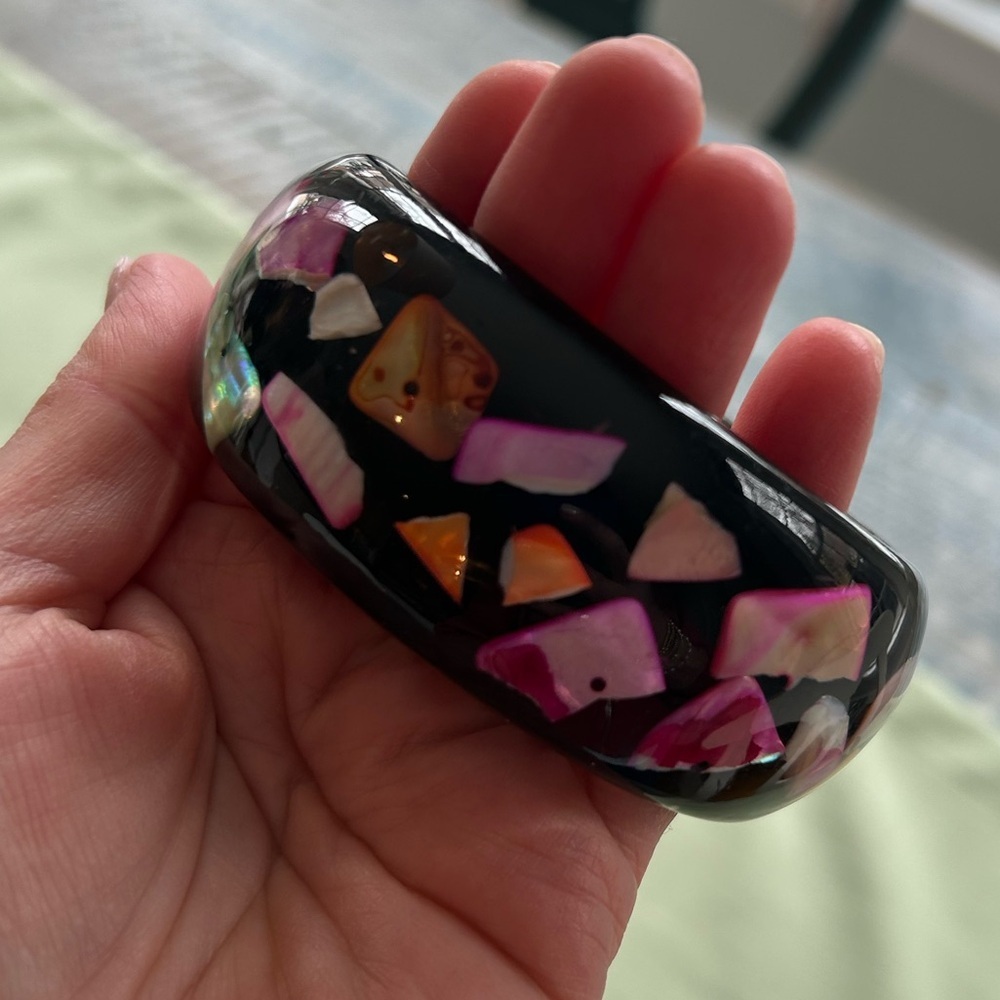 Plastic Bangle Bracelet 2.5” inner diameter 1.5”wide black pink white green